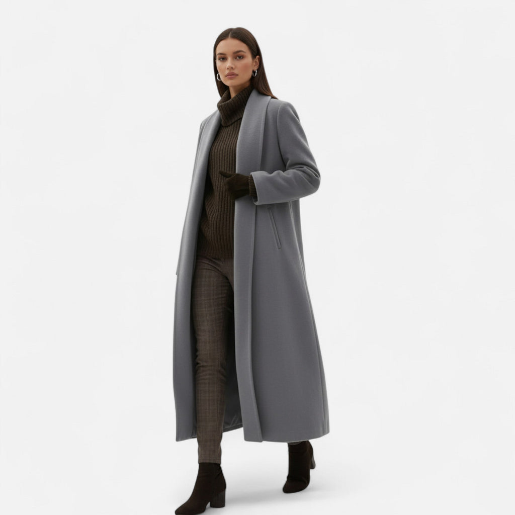 Brisel | Plus Size Overjas – Lange Wollen Jas met Revers