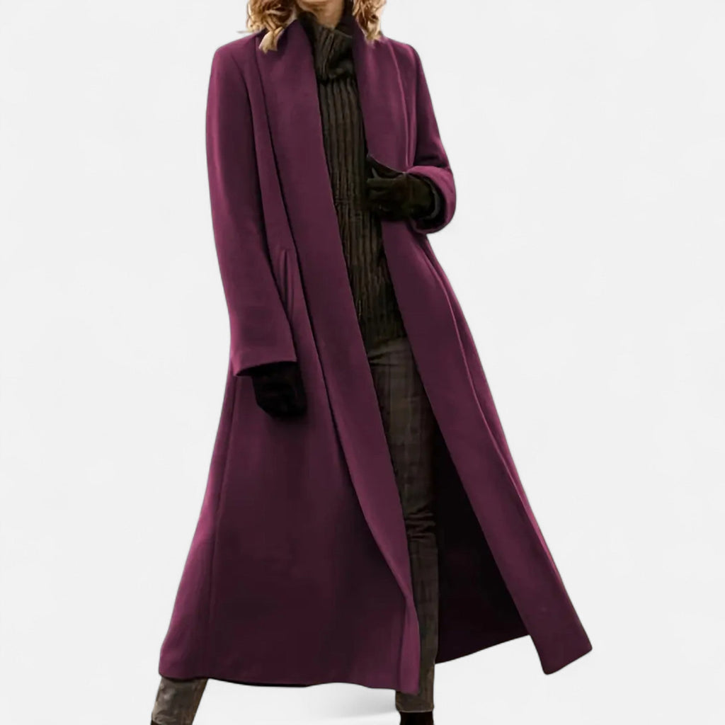 Brisel | Plus Size Overjas – Lange Wollen Jas met Revers