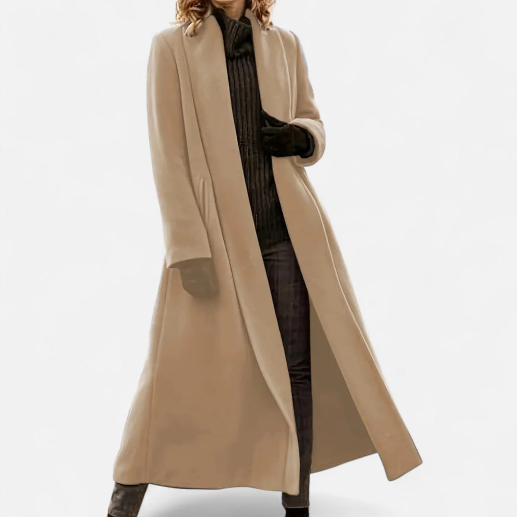 Brisel | Plus Size Overjas – Lange Wollen Jas met Revers