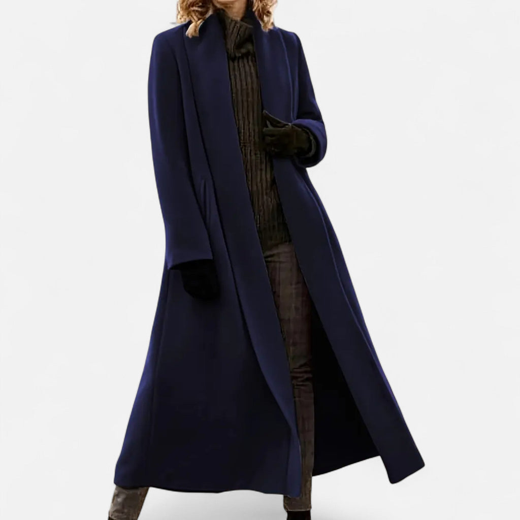 Brisel | Plus Size Overjas – Lange Wollen Jas met Revers