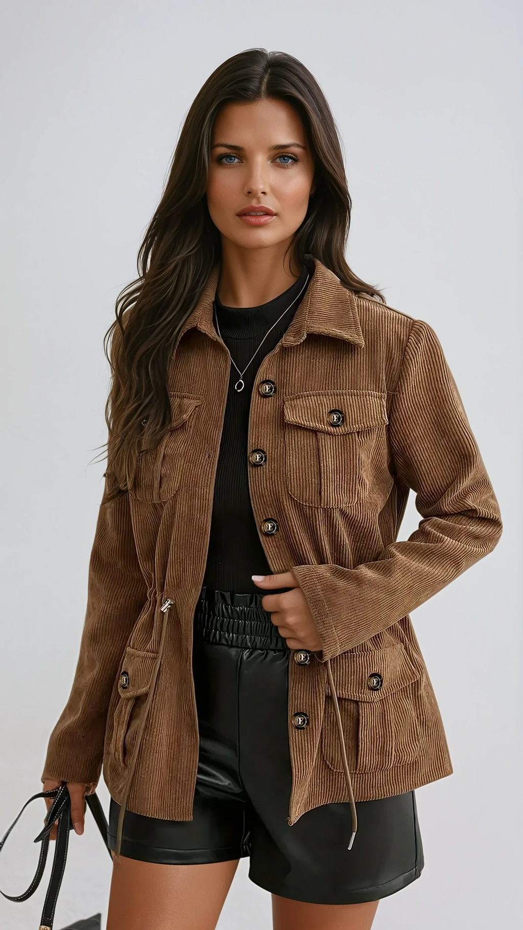 Cordovia | Corduroy jas met knopen – Elastische taille