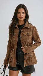 Cordovia | Corduroy jas met knopen – Elastische taille