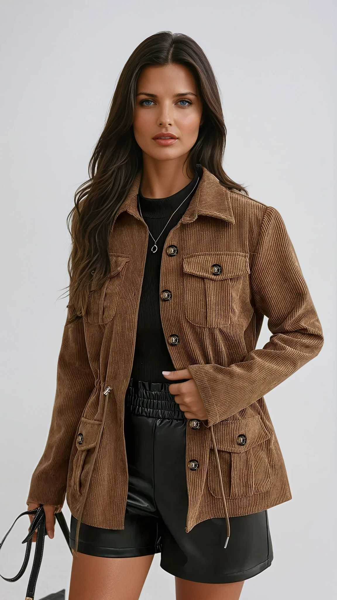 Cordovia | Corduroy jas met knopen – Elastische taille