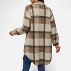 Elmbra | Lange Geruite Pluche Jas – Sherpa Stijl