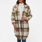 Elmbra | Lange Geruite Pluche Jas – Sherpa Stijl