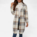 Elmbra | Lange Geruite Pluche Jas – Sherpa Stijl