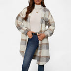 Elmbra | Lange Geruite Pluche Jas – Sherpa Stijl