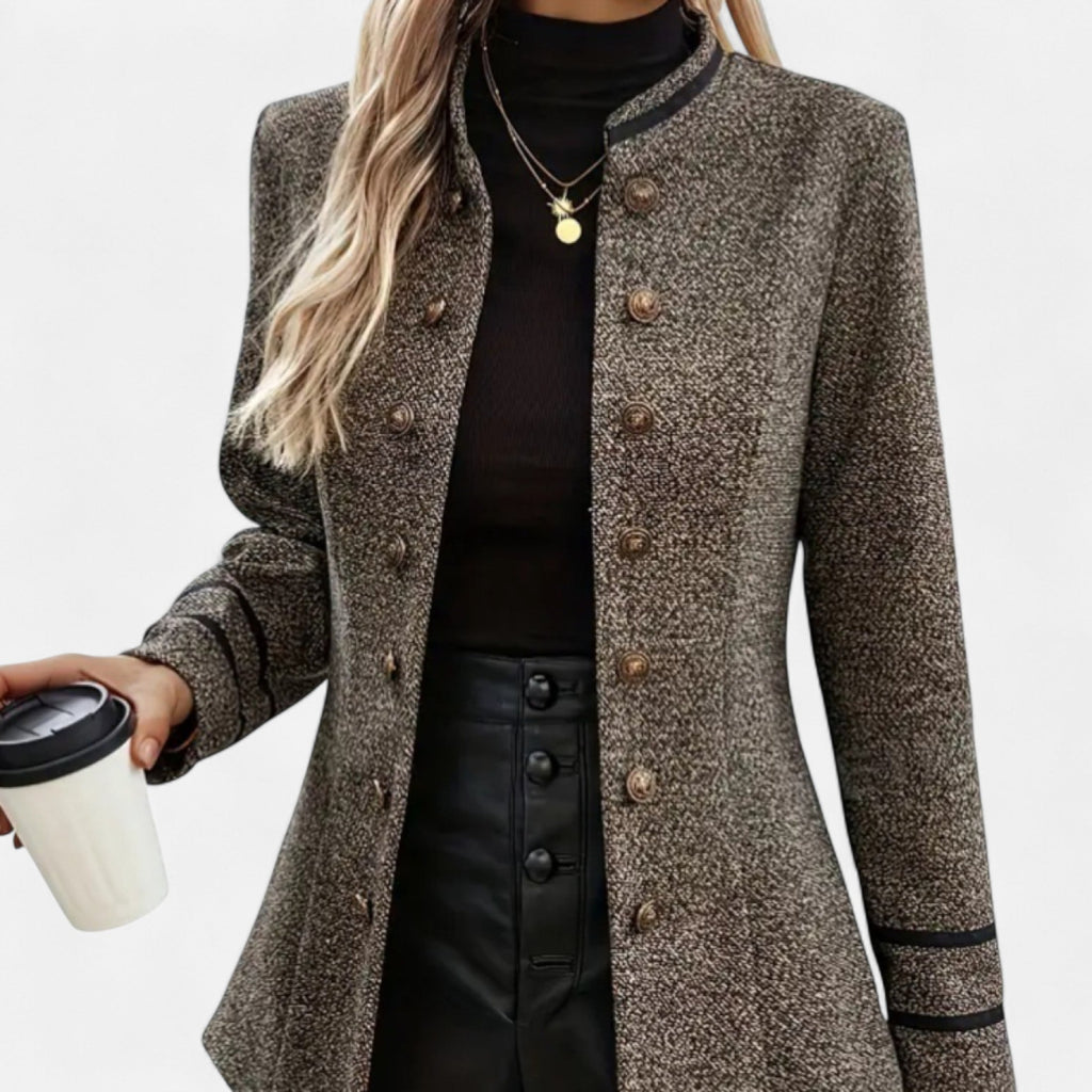 Esmaren | Dames Casual Jas – Tripe met Knopen