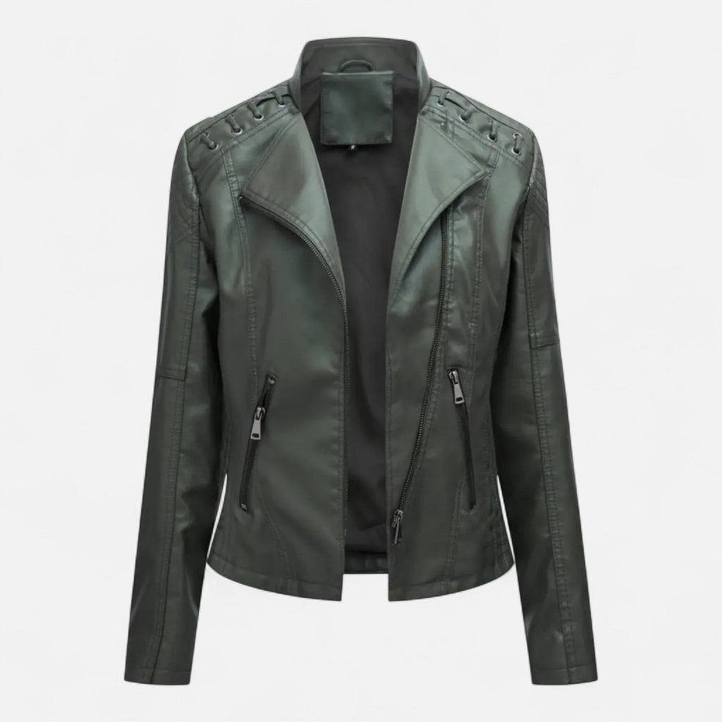 Everleigh | Slim Fit Jas met rits – Leer met revers