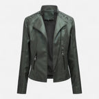 Everleigh | Slim Fit Jas met rits – Leer met revers