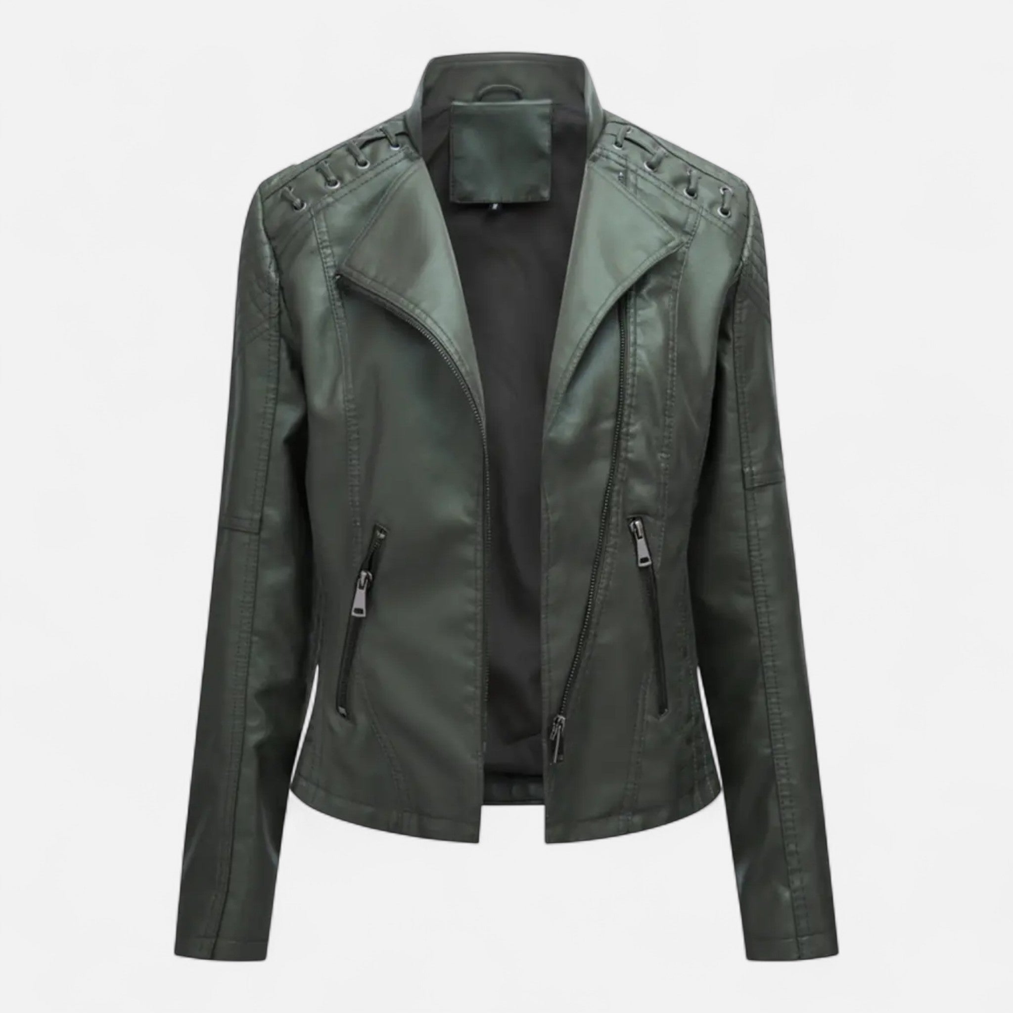 Everleigh | Slim Fit Jas met rits – Leer met revers