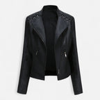Everleigh | Slim Fit Jas met rits – Leer met revers