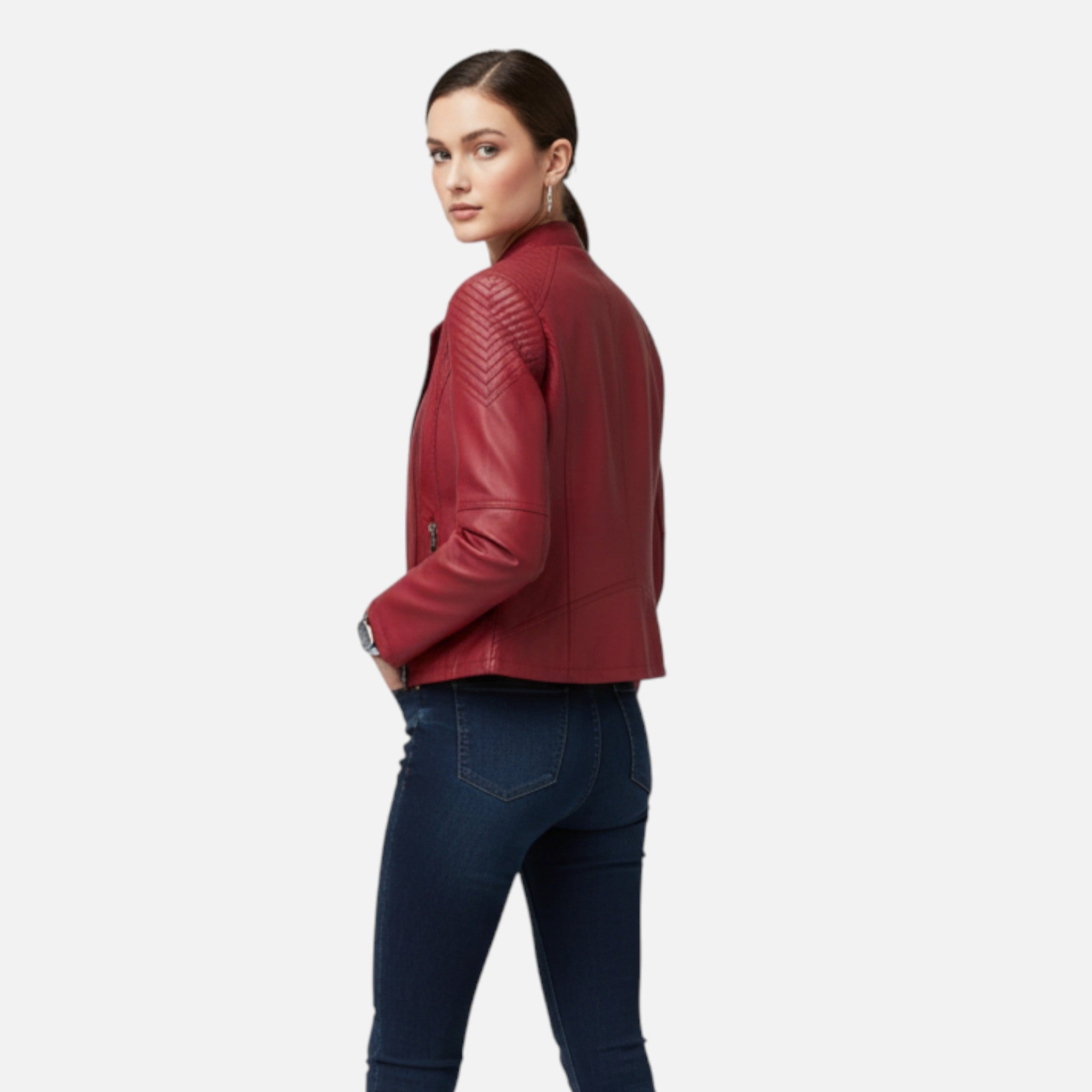Everleigh | Slim Fit Jas met rits – Leer met revers