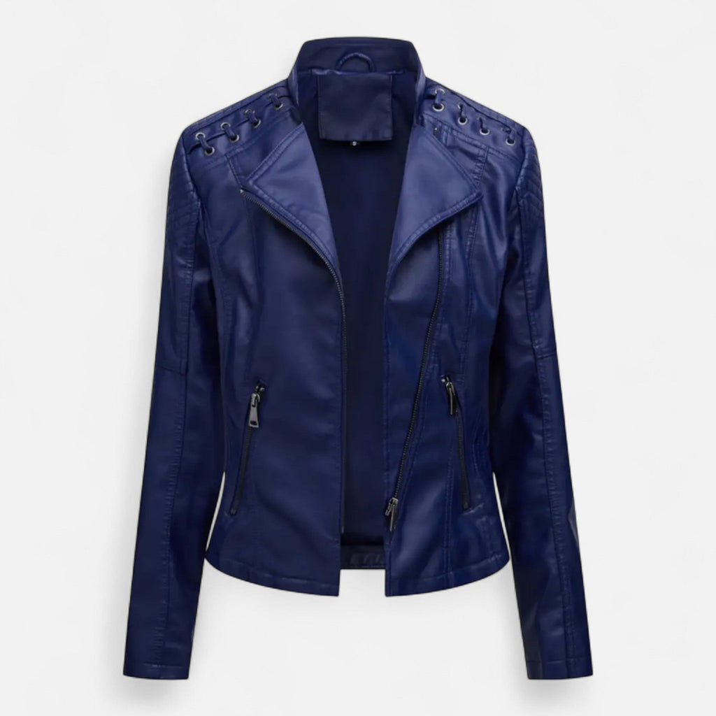 Everleigh | Slim Fit Jas met rits – Leer met revers