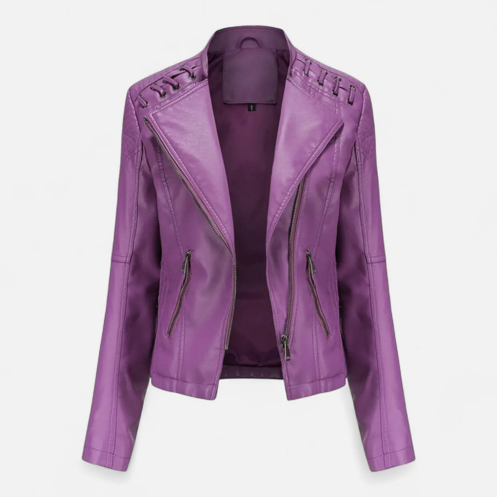 Everleigh | Slim Fit Jas met rits – Leer met revers