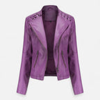 Everleigh | Slim Fit Jas met rits – Leer met revers