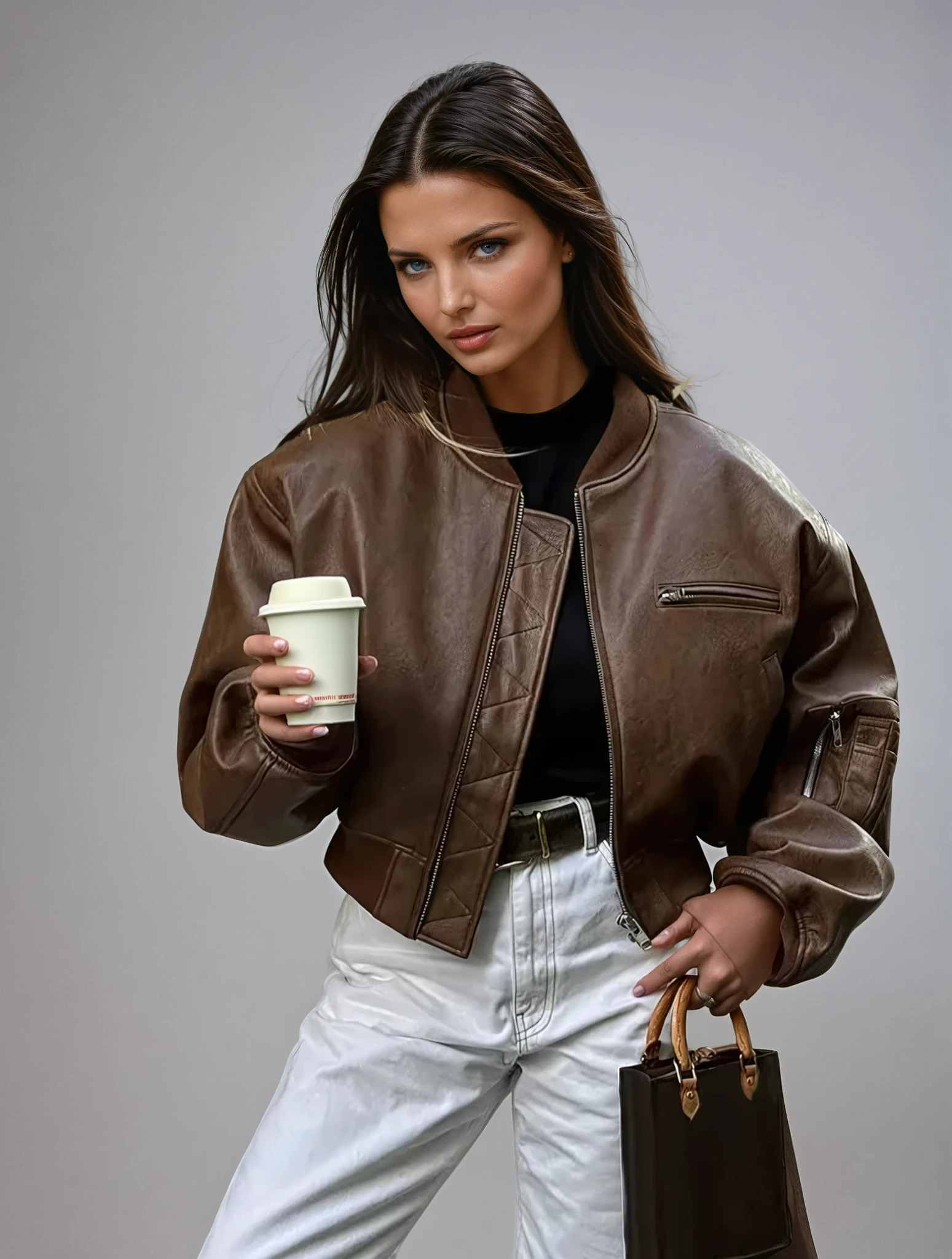 Juniper | Vintage Cropped Jacket – Leren jack met rits