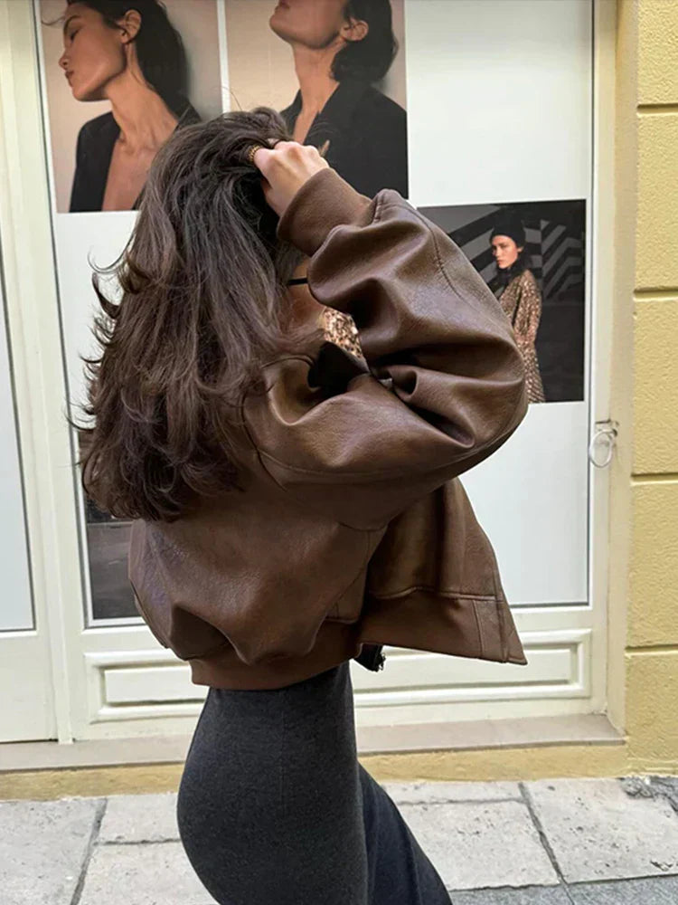 Juniper | Vintage Cropped Jacket – Leren jack met rits