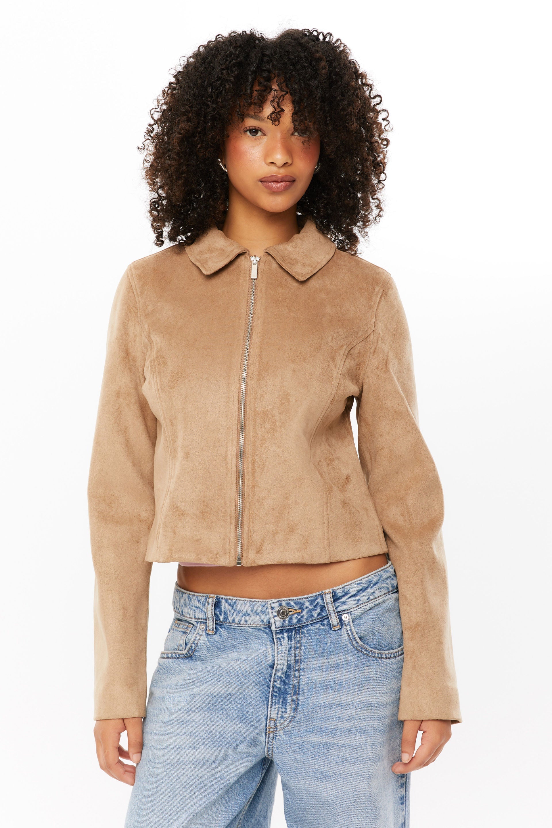 Tula | Cropped jasje van imitatiesuède – jack met rits