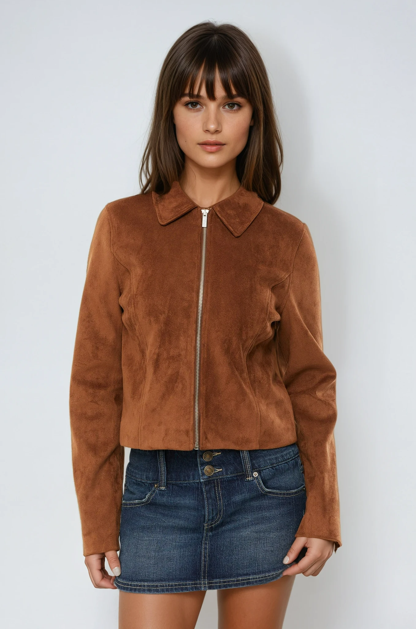 Tula | Cropped jasje van imitatiesuède – jack met rits